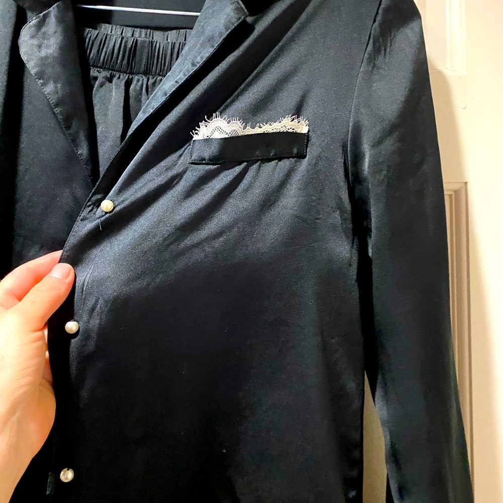Intimissimi Silk Black Pajama set PJ Top S, Bottom M